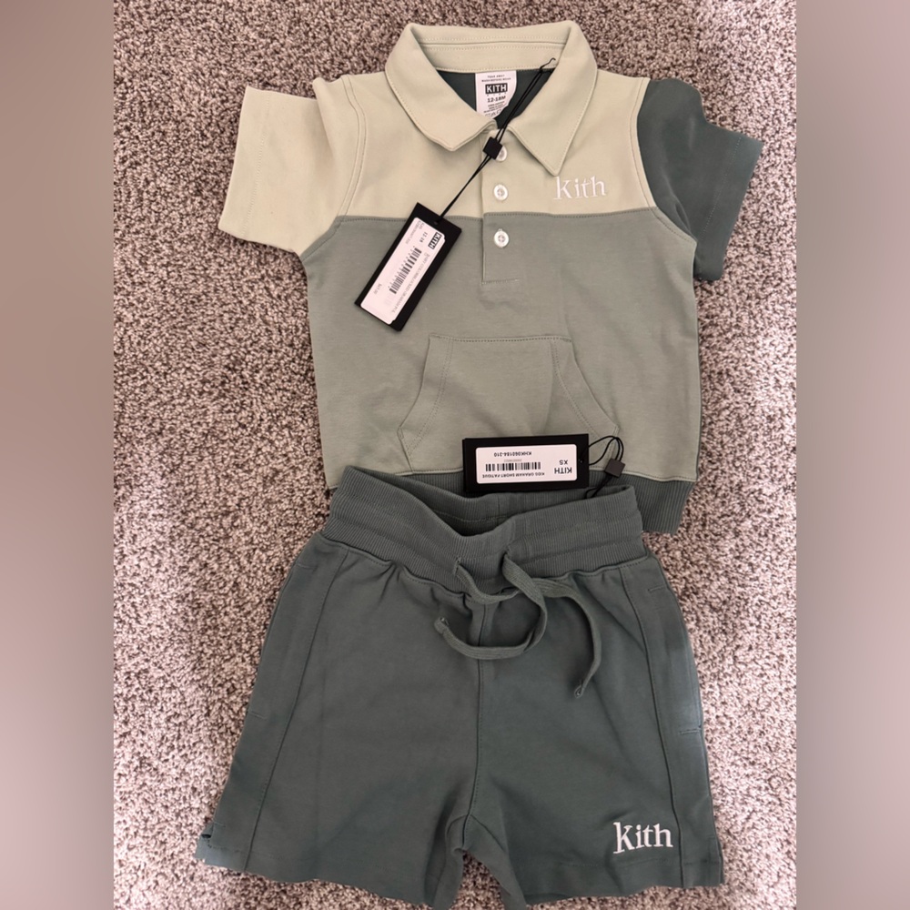 Kith Two-Tone Green Polo and Shorts Set